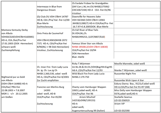 Ahnentafel A-Wurf 2005
